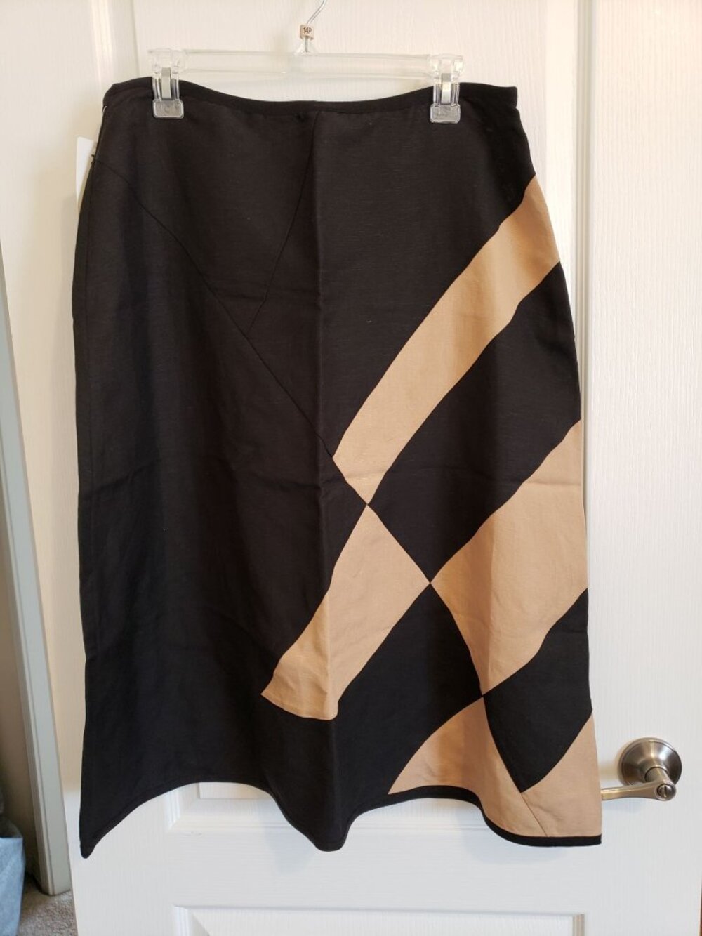Rafael black and taupe linen blend skirt, size L